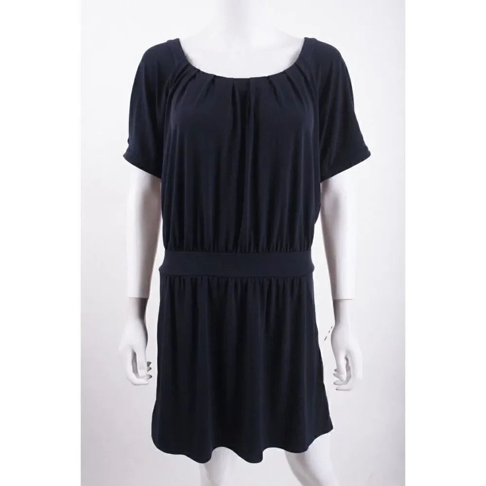 Ann Taylor Loft Womens Pleated Dress M Blue A-Line Flowy Knee length Pockets